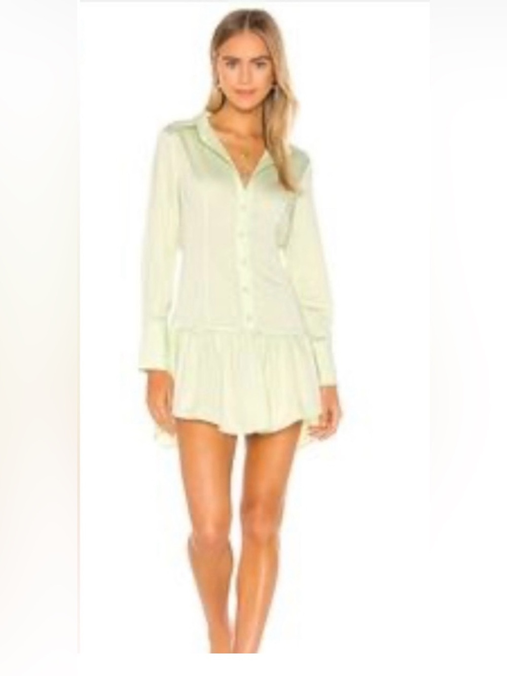 GRLFRND / Revolve Lime Green/Pistachio  Button-Down Lo Shirt Mini Dress Size M